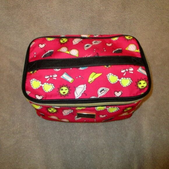 Y2K Vtg Betsey Johnson Summer Fun Makeup Case Cat Eyes Toiletries Travel Bag UPF - Picture 3 of 12